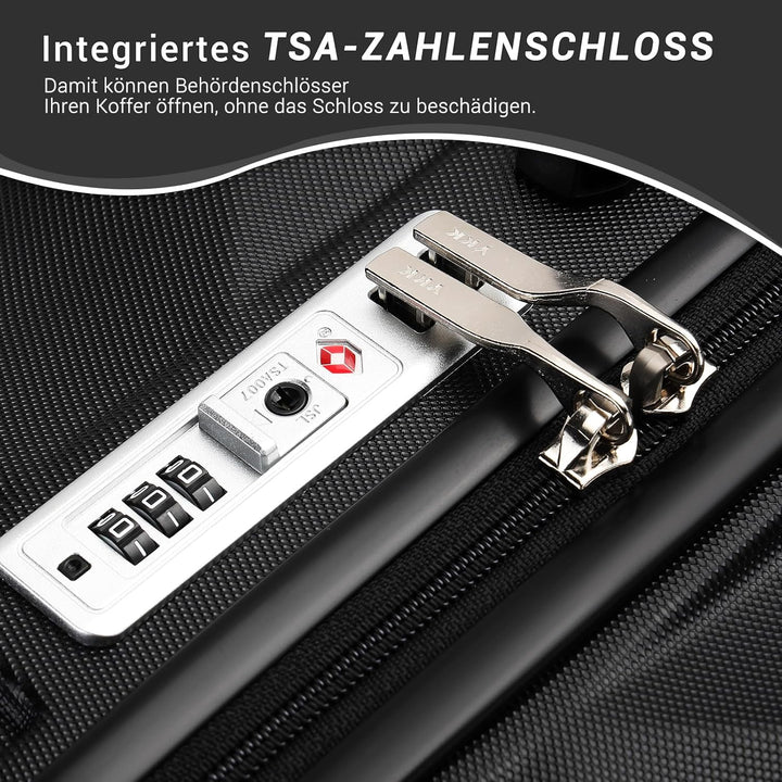 British Traveller Handgepäckkoffer 54x36.5x21.5 cm Leichter Reisekoffer aus ABS+PC mit TSA-Schloss,