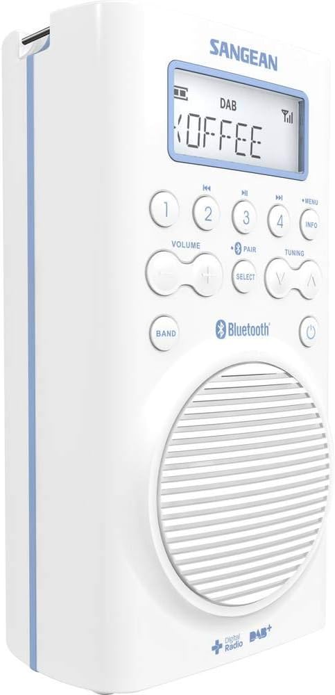 Sangean H-205D BT Wasserdichtes Duschradio (Bluetooth, DAB+, UKW-RDS, wasserdicht nach JIS7)