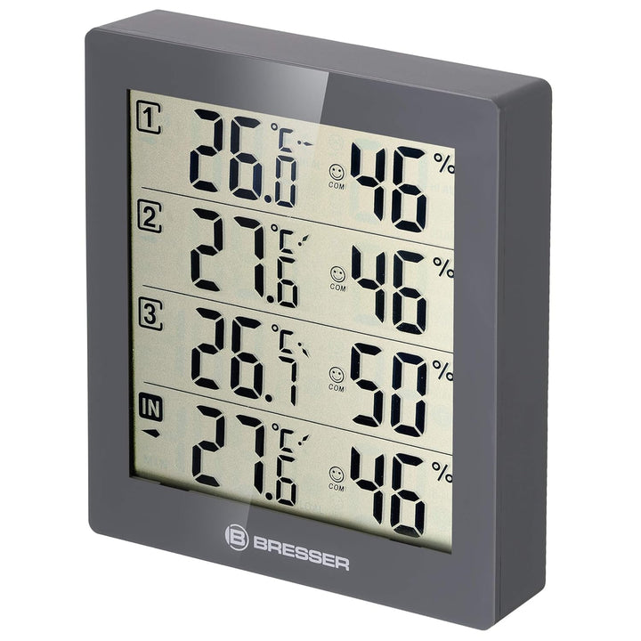 Bresser Wetterstation Funk mit Aussensensor Temeo Hygro Quadro inklusive 3 Aussensensoren um bei 4 U