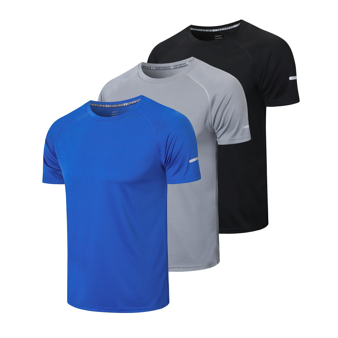 3er Pack Sport Tshirts Herren Funktionsshirt Sportshirt Schnelltrocknend Atmungsaktiv Trainingsshirt