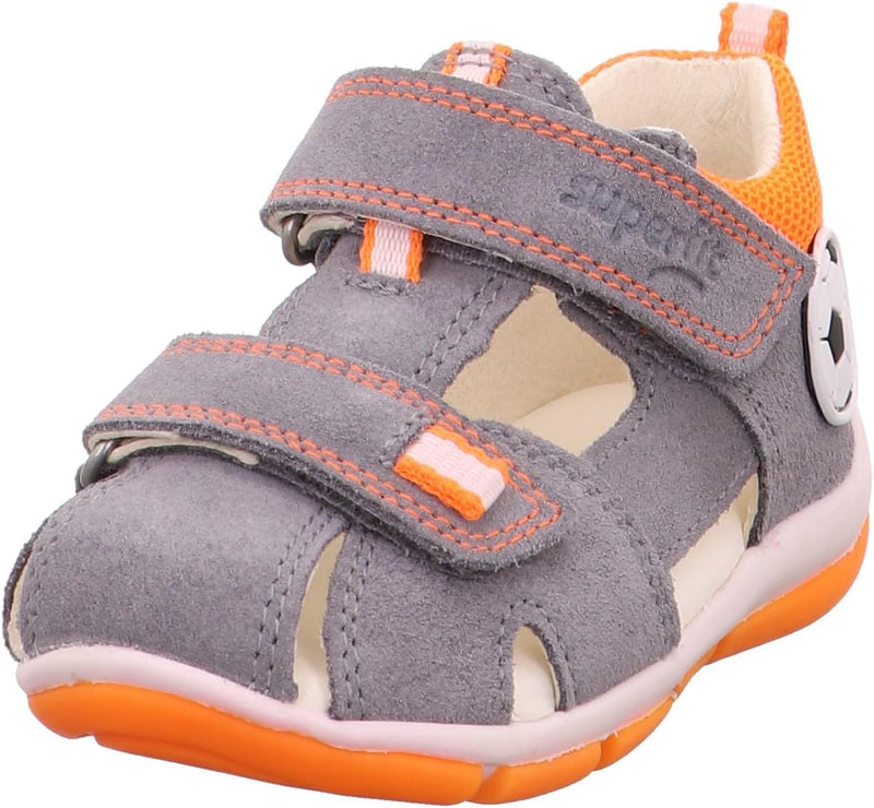 Superfit Baby Jungen FREDDY Sandalen 18 EU Hellgrau Orange 2510, 18 EU Hellgrau Orange 2510