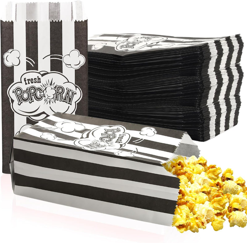 200 Stück Popcorn Tüten Klein, Popcorntüten Rote Streifen, Popcorn Papiertüten, Popcorn Behälter für