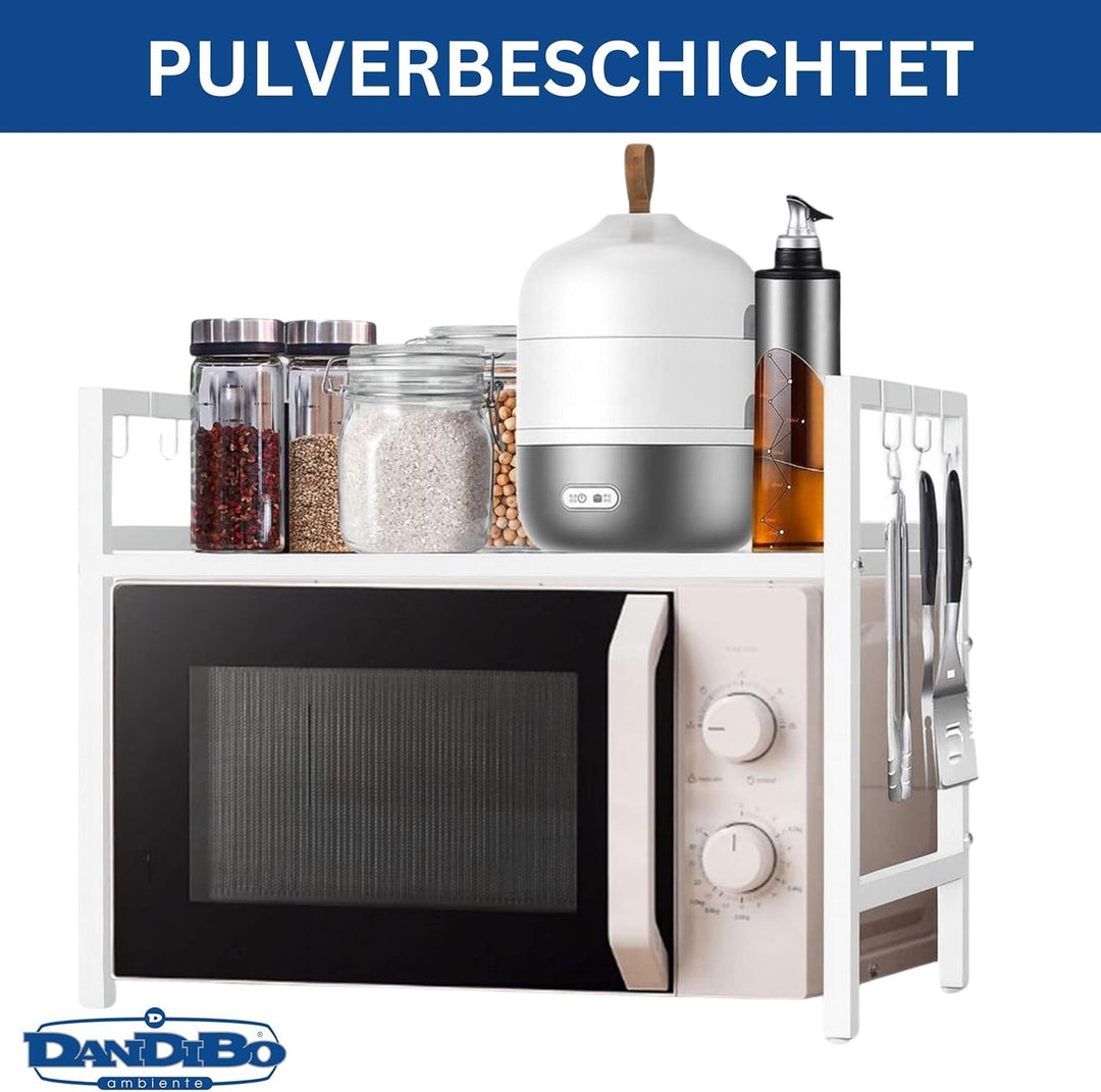 DanDiBo Verstellbares Küchenregal Weiss für Arbeitsplatte Stehend 2 Stufig 40-64 cm Regal Küche 9668