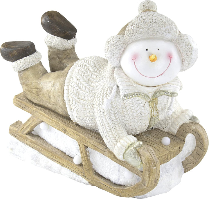 Deko Figur mit Beleuchtung (B) Schneemann auf Schlitten, (B) Schneemann auf Schlitten