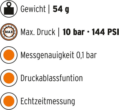 SKS GERMANY AIRCHECKER Digitaler Luftdruckprüfer (Fahrradzubehör, Reifendruckprüfer mit Ablassfunkti