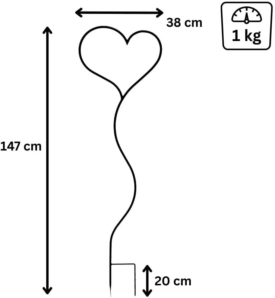 DanDiBo Rankhilfe Herz Kletterhilfe aus Metall 147 cm Bodenstecker Stecker Rankgitter