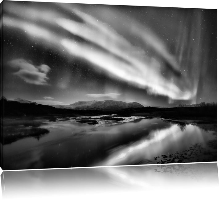 Pixxprint Polarlichter in Skandinavien als Leinwandbild/Grösse: 100x70 / Wandbild/Kunstdruck/fertig