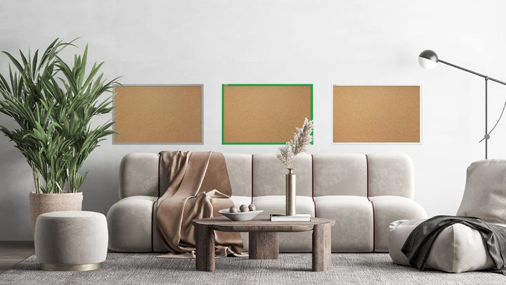 ALLboards Pinnwand mit Weissem Holz Rahmen 90x60cm Korktafel Korkwand Pinnwand Kork Farbiger Naturho