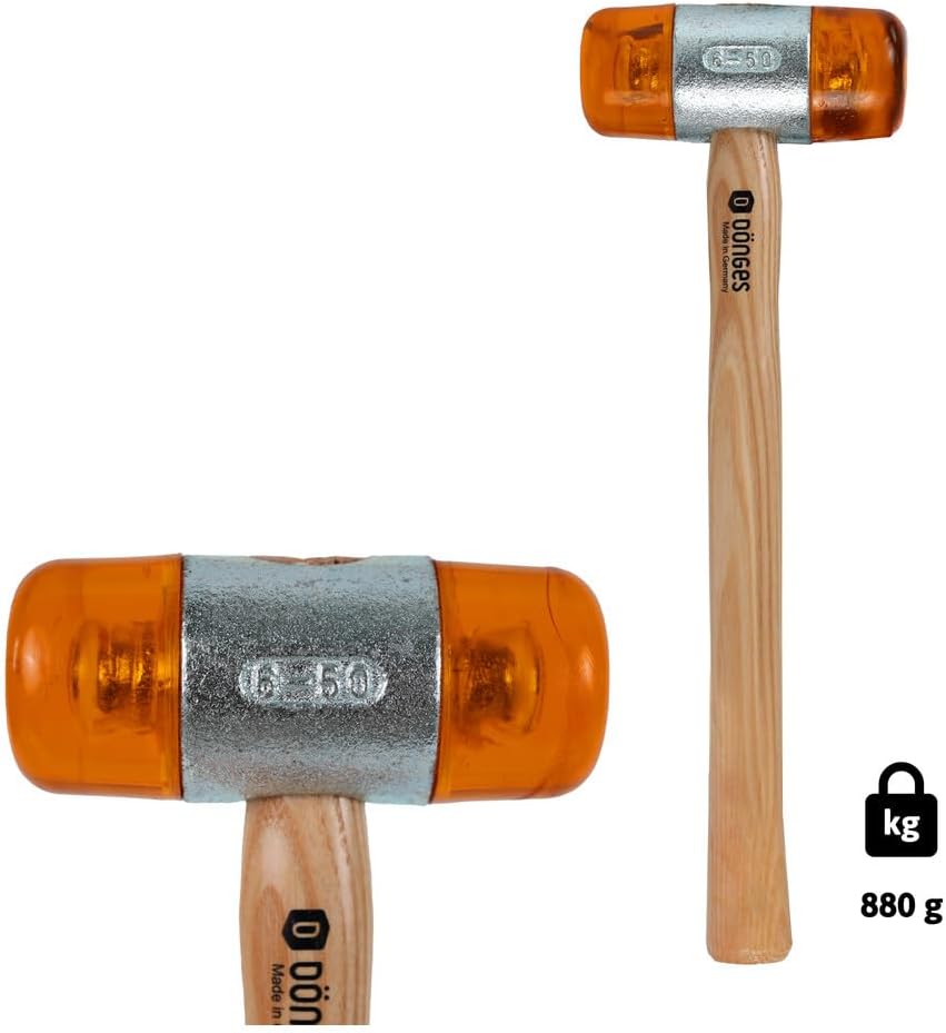 Dönges Rückschlagfreier Schonhammer mit lackiertem Eschenstiel | Ø 50 mm | 880 g leicht | Austauschb