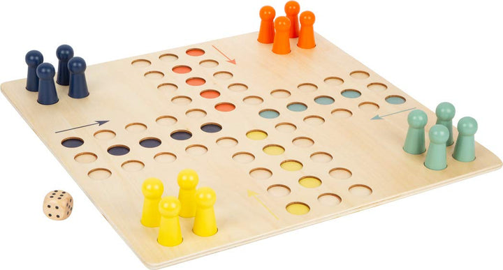 small foot Ludo XL aus Holz für Vier Spieler, Gesellschaftsspiel für die ganze Familie im Grossforma