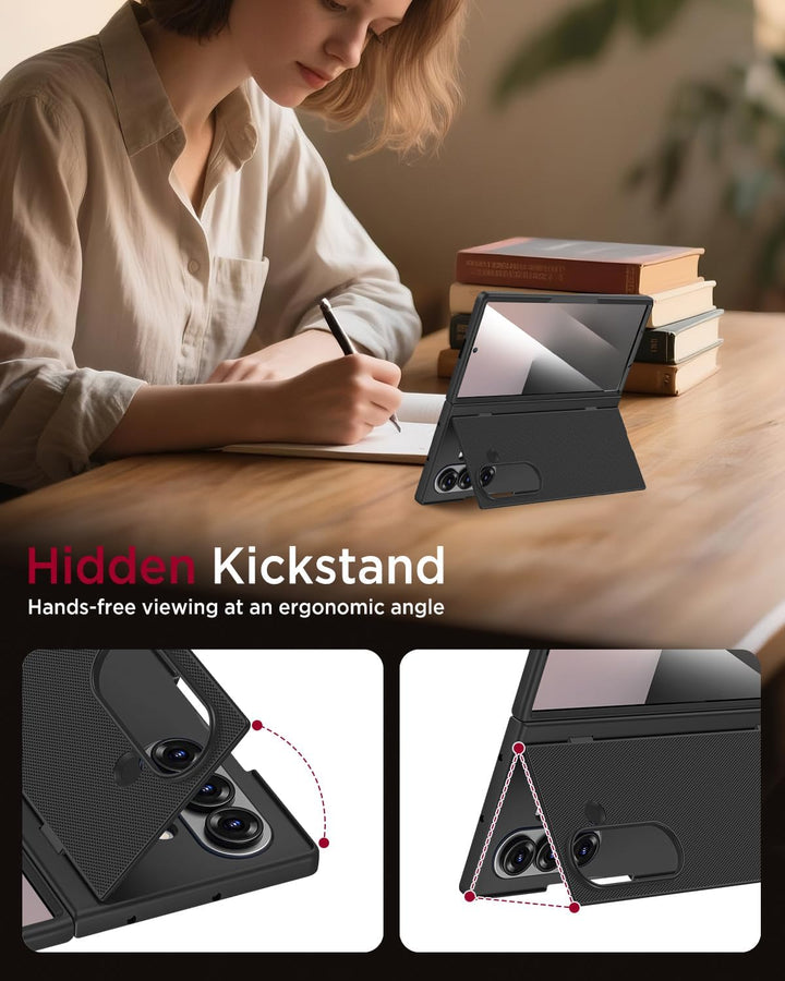 Miimall Handyhülle Kompatibel mit Samsung Galaxy Z Fold 7 Hülle mit Ständer, [HD Displayschutz] Ultr