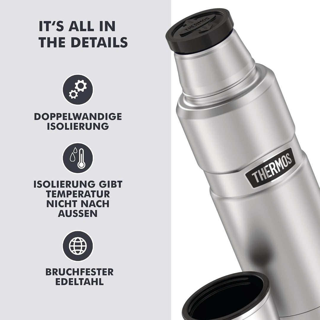 Thermos 4003.205.047 Isolierflasche Stainless King, 0,47 L, Edelstahl mattiert Edelstahl 470 ml ohne