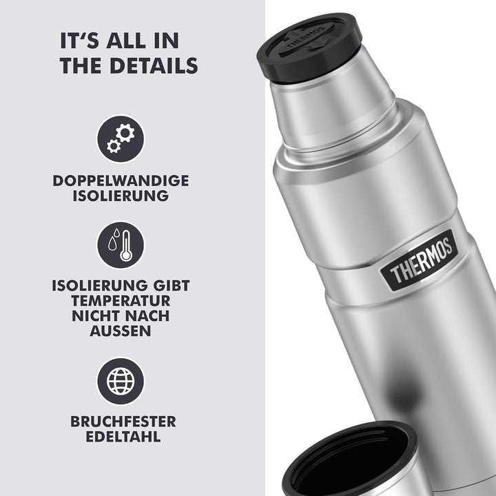 Thermos 4003.205.047 Isolierflasche Stainless King, 0,47 L, Edelstahl mattiert Edelstahl 470 ml ohne