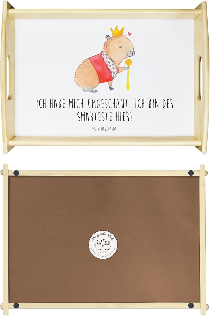 Mr. & Mrs. Panda Holz serviertablett Capybara König - Geschenk, Servier Tablett, Sofa, für Bett, Hol