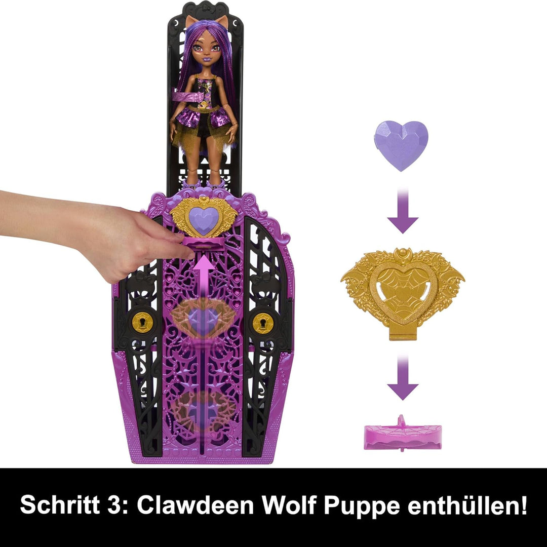 Monster High Skulltimate Secrets Puppen- und Accessoire-Set, Monster Mysteries Clawdeen Wolf mit Kle