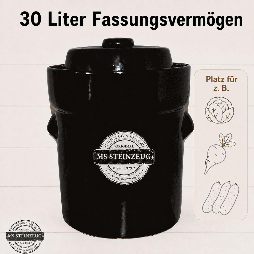 SCHMITT Gärtopf-Set braun 30 l mit Deckel und Steinen