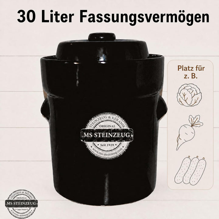 SCHMITT Gärtopf-Set braun 30 l mit Deckel und Steinen