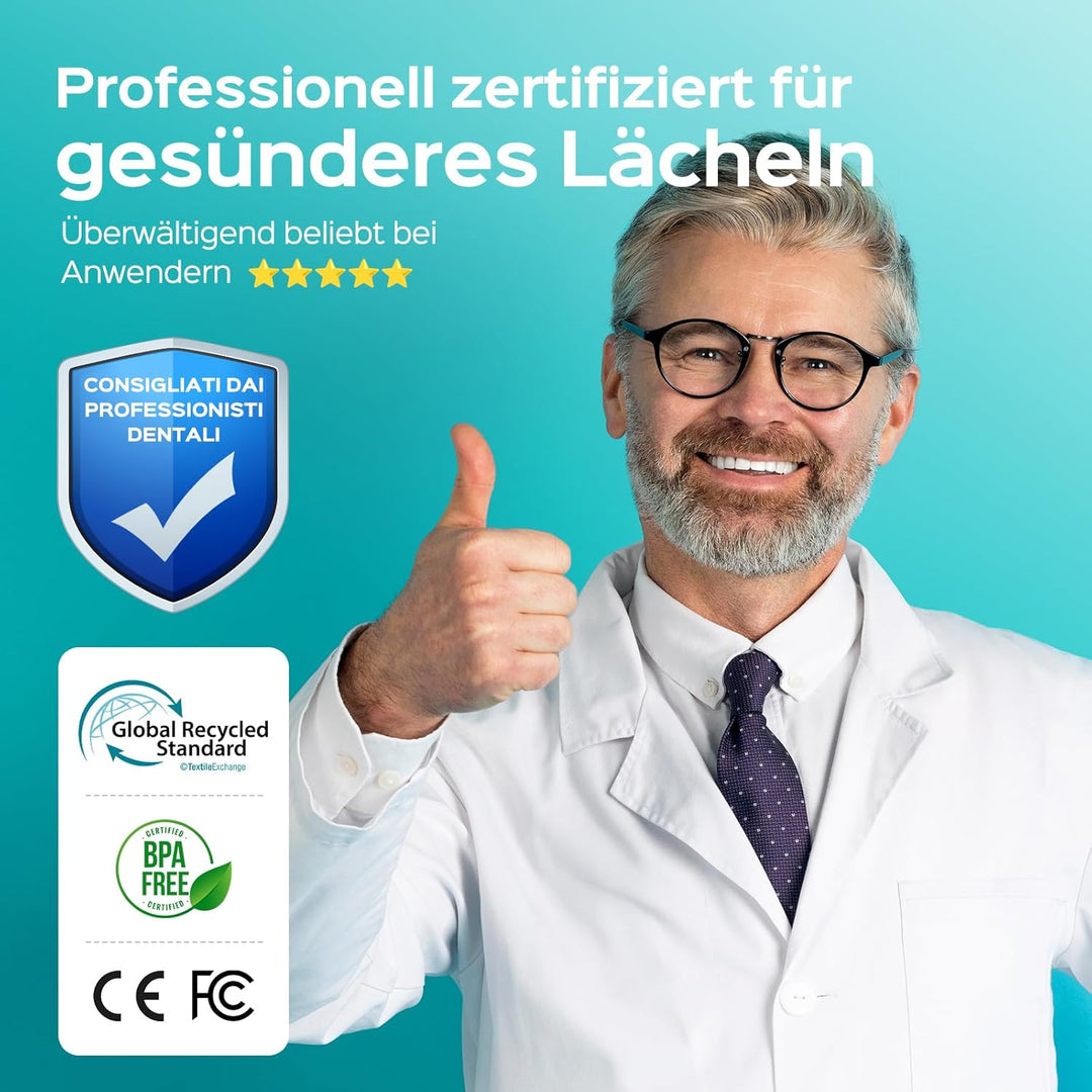COSLUS Munddusche Kabellos Tragbar Elektrische Zahnreiniger, 300ML Wassertank Wiederaufladbar Zahndu