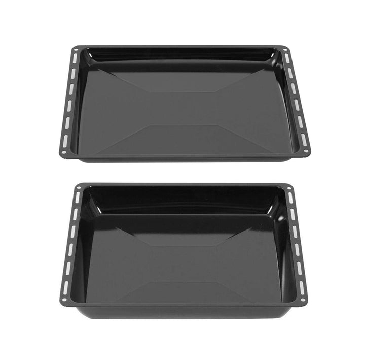ICQN Fettpfanne 445 x 375 mm 25 und 50 mm, 2er Emailliert Backbleche Set, Passend für Whirlpool, Ign