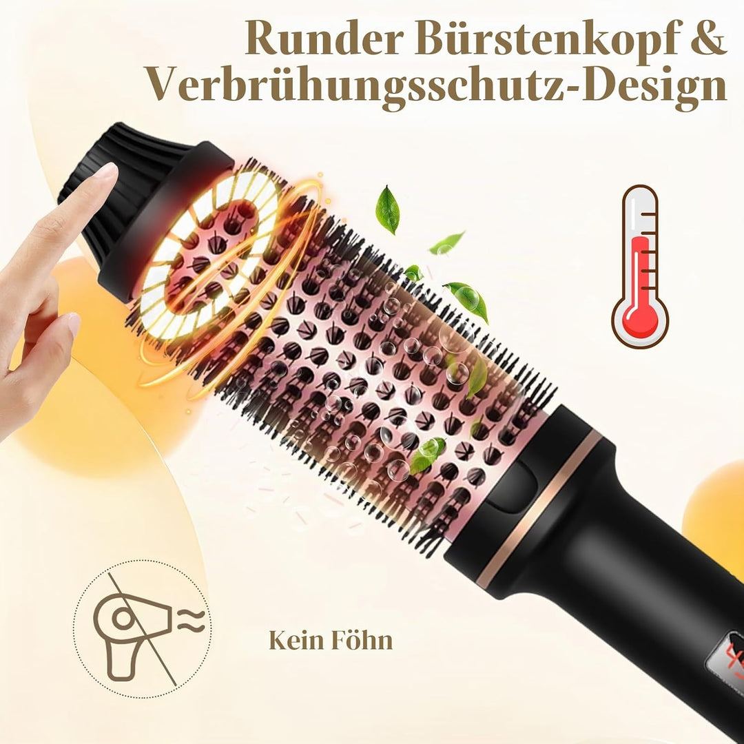 3 In 1 Thermal Brush,38MM Fass Salon One Step Haartrockner und Volumiser Thermobürste,5 Temperaturst