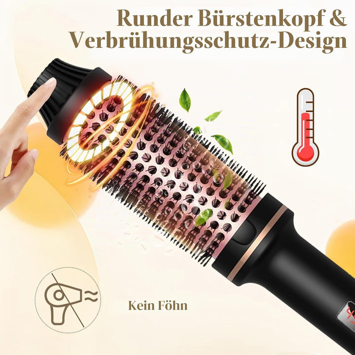 3 In 1 Thermal Brush,38MM Fass Salon One Step Haartrockner und Volumiser Thermobürste,5 Temperaturst