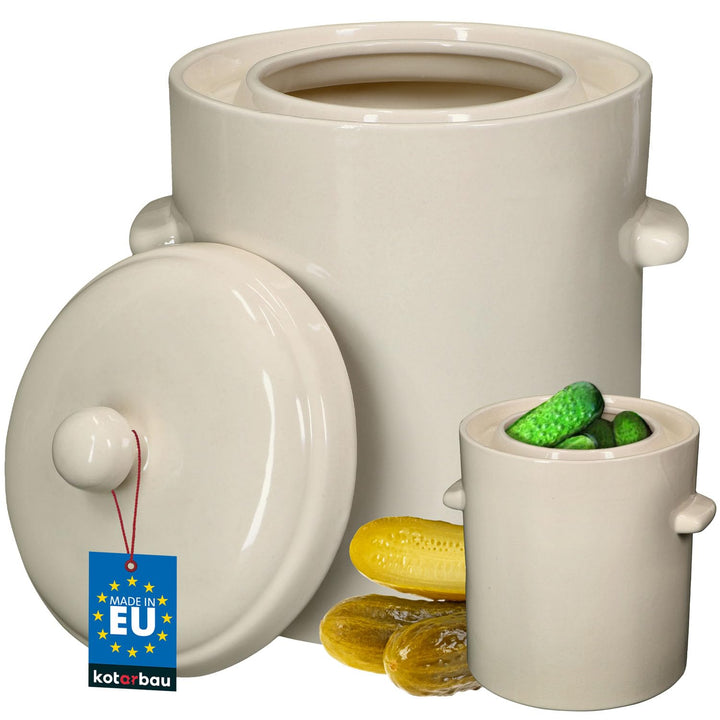 KOTARBAU® Sauerkraut Gärtopf Sauerkrauttopf 10L Tontopf mit Deckel Steinguttopf Fermentieren Dauerkr
