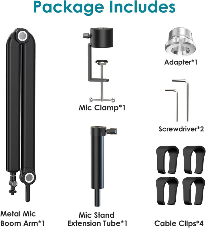 YOUSHARES Mikrofonarm Boom Arm, Universeller Mic Arm kompatibel mit Razer Seiren X, Razer Seiren Min