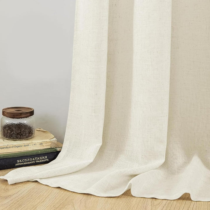CUCRAF Leinen Gardinen mit Ösen Landhausstil Voile Vorhang Halbtransparent Gardinen für Schlafzimmer