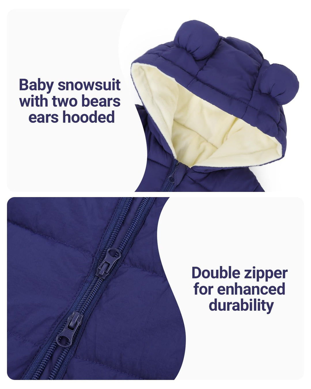 Baby Winter Overall mit Kapuze, Strampler Schneeanzug Jungen Mädchen Langarm Jumpsuit Warm Outfits G