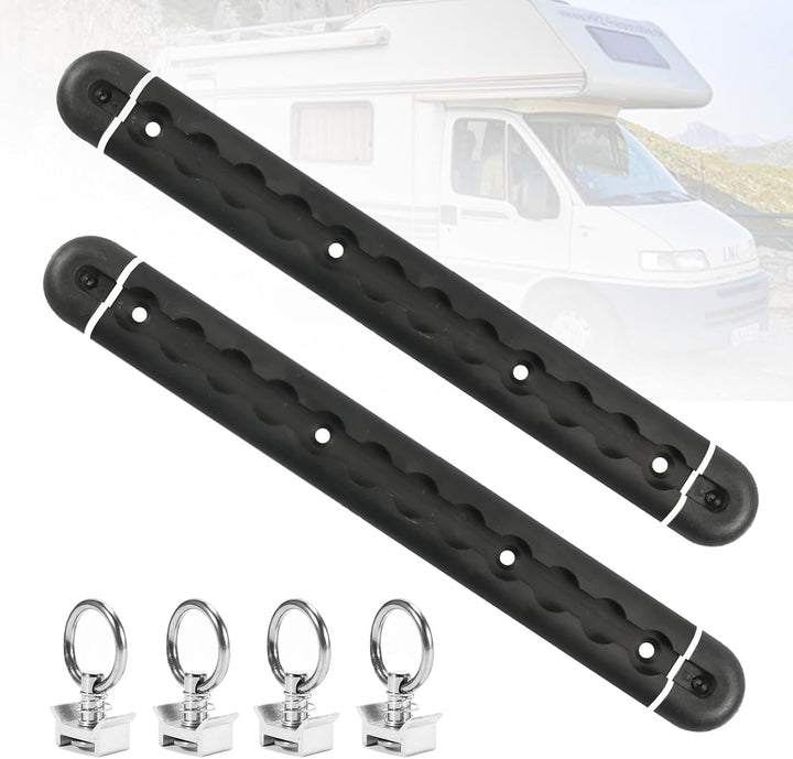 2 x 30cm Aluminium Airlineschienen Set mit Fittingen, mit 4 x Zurrösen und 4 x Endkappen Airlineschi