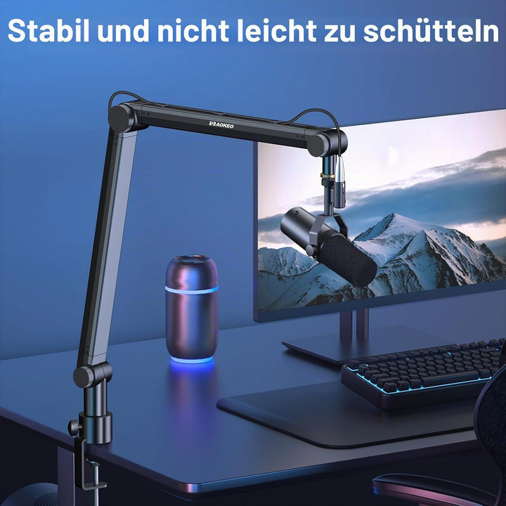 Mikrofon Arm,Aokeo AK-48 Mikrofon Ständer Arm für Shure SM7B,Blue Yeti,Blue Snowball,HyperX QuadCast