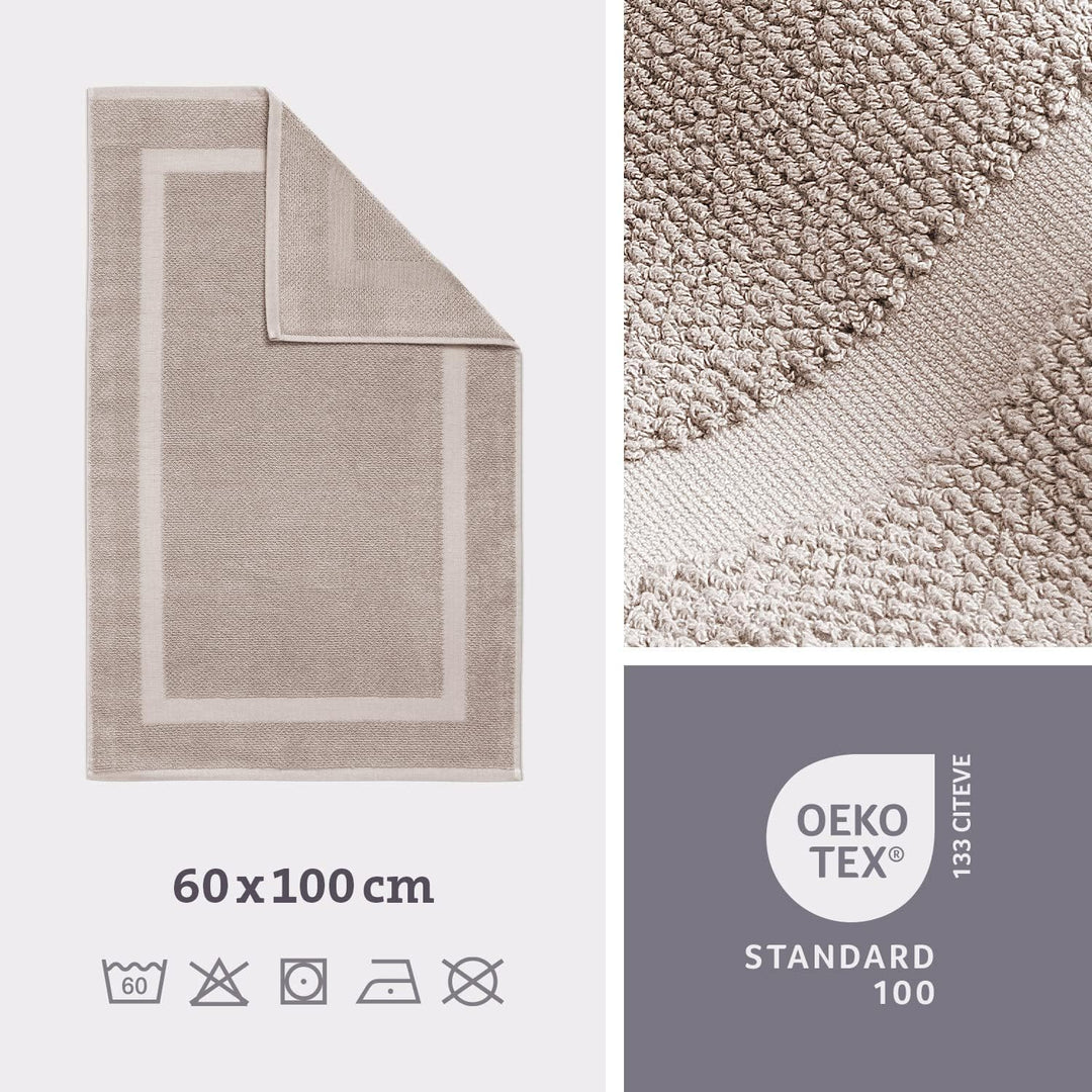 herzbach home Badvorleger 100% Baumwolle | Duschvorleger | 1.000 g/m² | Saugfähig | Waschbar (Sandgr