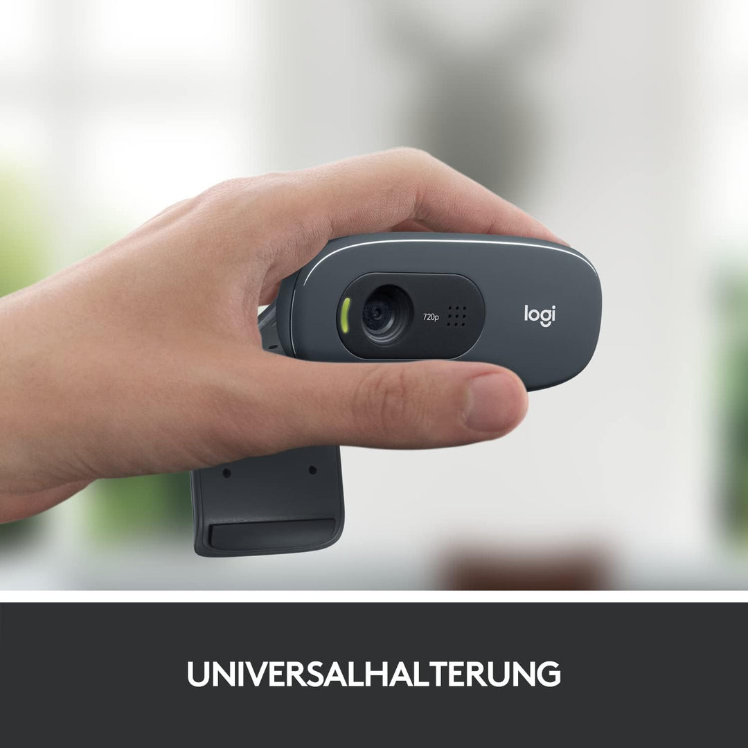 Logitech C270 Webcam, HD 720p, 60° Sichtfeld, Fester Fokus, Belichtungskorrektur, USB-Anschluss, Rau