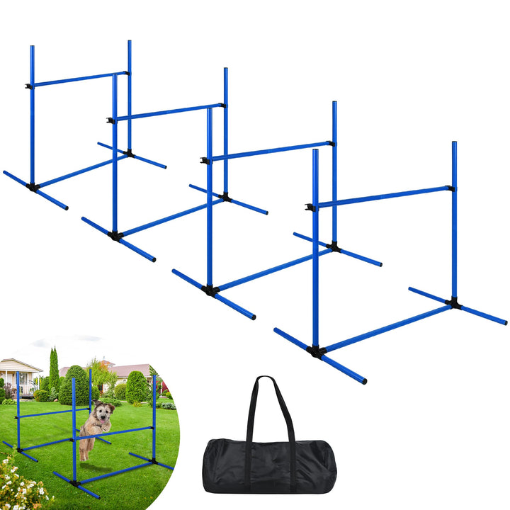 Blau 4X Hürden für Hunde Agility-Ausrüstung Slalom Stangen Höhenverstellbar Slalom Training Training