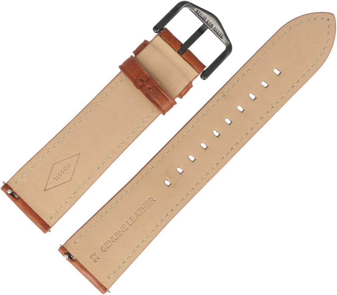 Fossil Uhrenarmband 22mm Leder Braun Glatt - Schnellverschluss Easy Fix Wechsel System FS-5305 | LB-