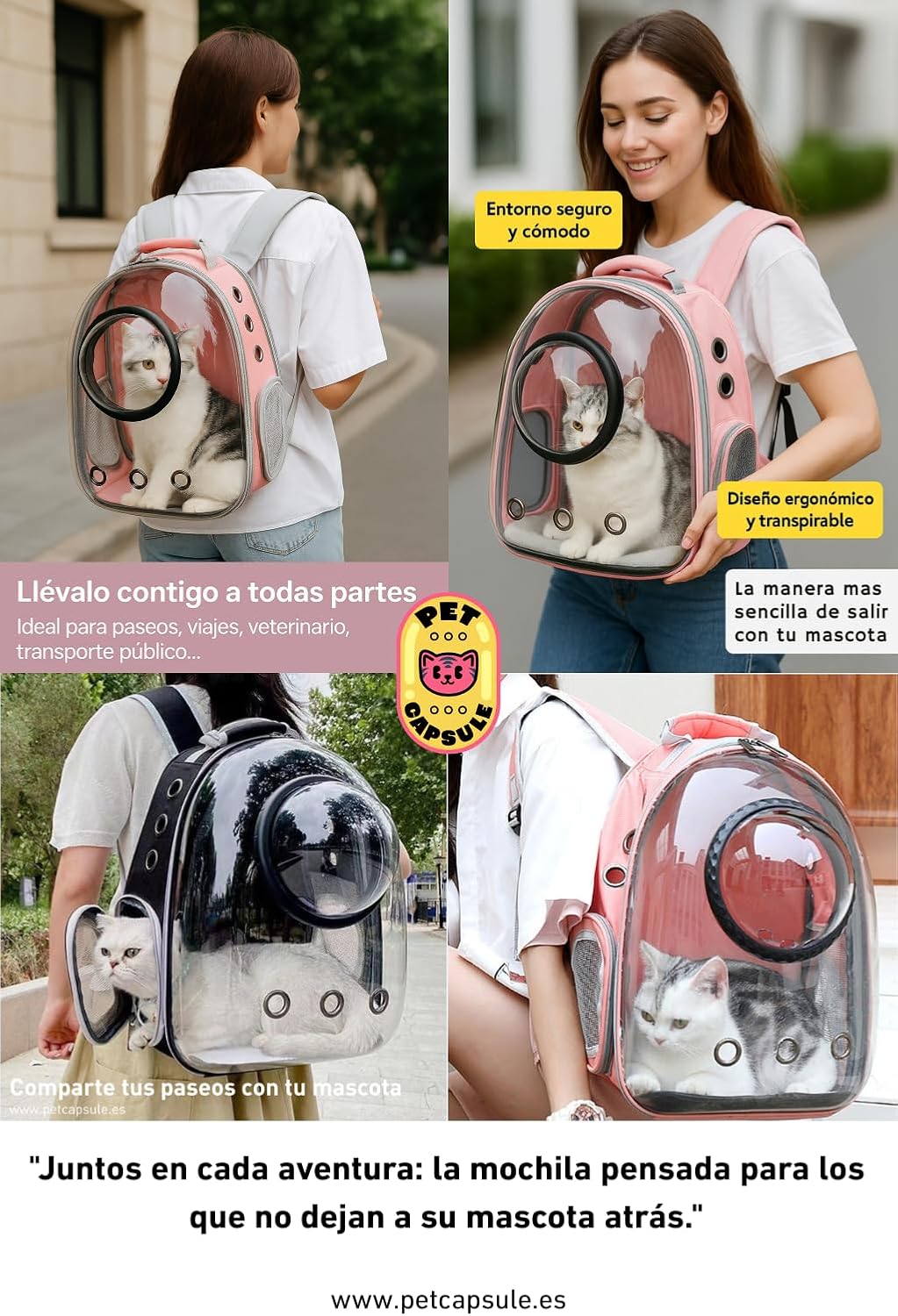 Rucksack mit Kapsel für Haustiere, transparenter Blasenrucksack für Katzen und kleine Hunde, atmungs