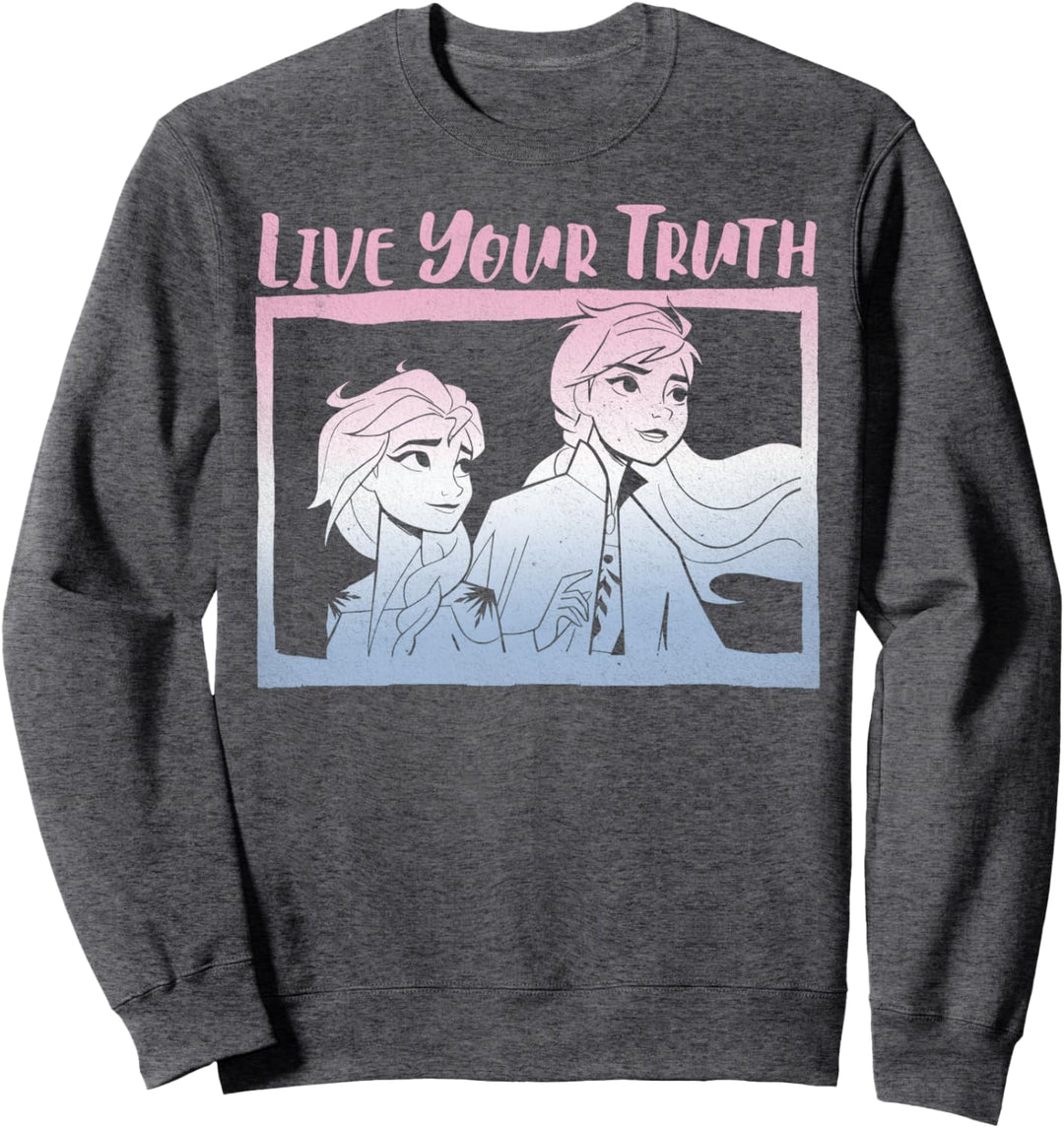 Disney Frozen 2 Elsa Anna Live Your Truth Gradient Poster Sweatshirt