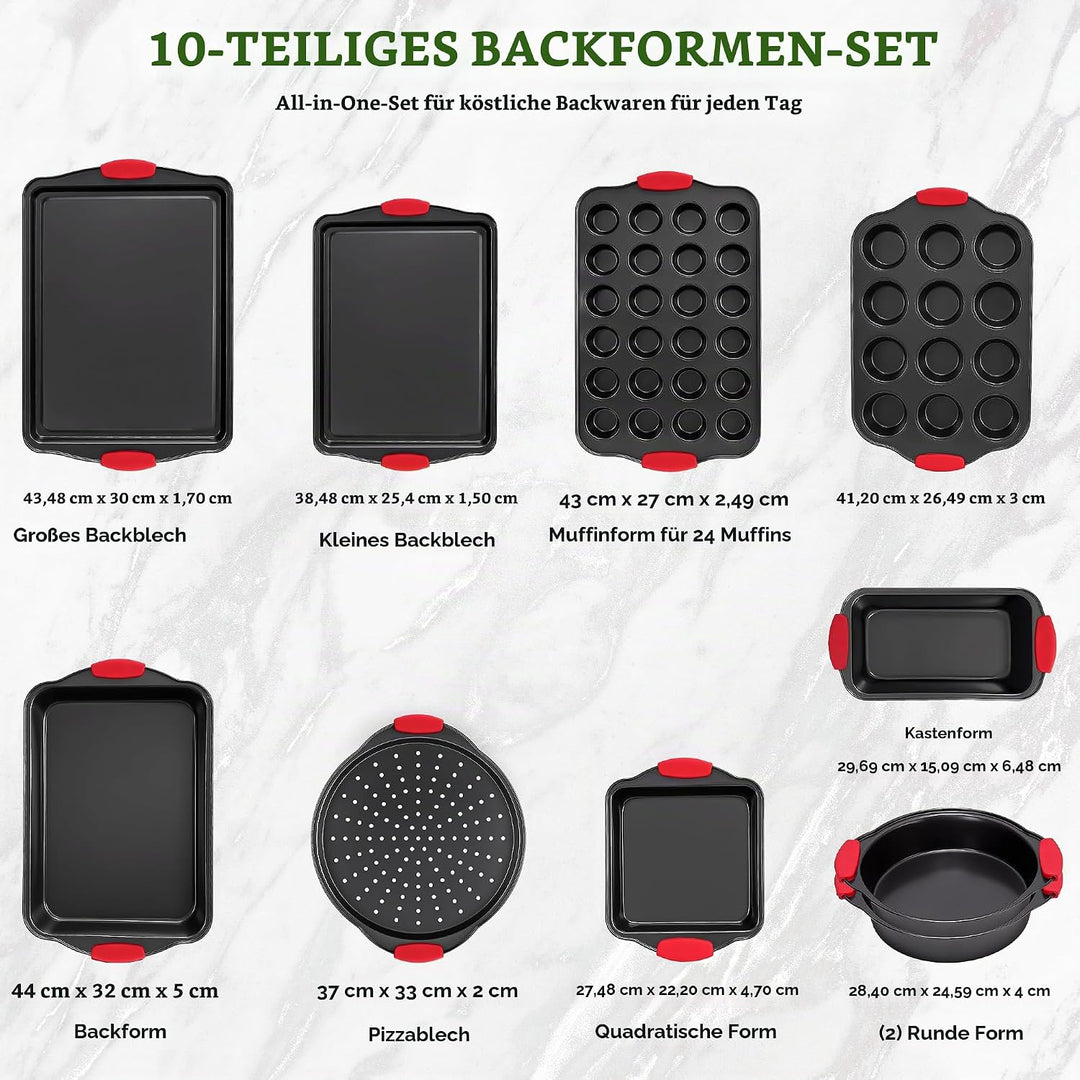 Nutrichef NCSBS10S hitzeroten Silikongriffen, ofenfest, Eisen, schwarz 10 Piece Set Schwarz, 10 Piec