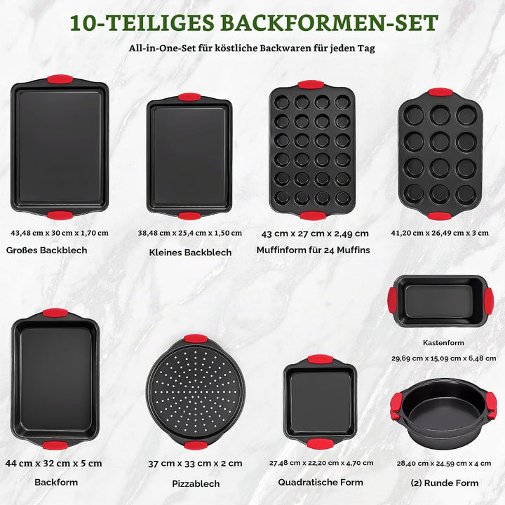 Nutrichef NCSBS10S hitzeroten Silikongriffen, ofenfest, Eisen, schwarz 10 Piece Set Schwarz, 10 Piec