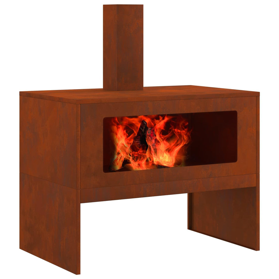 vidaXL Feuerstelle Braun 80 x 50 x 96 cm Wetterfeststahl, Outdoor Verse Gatherings, Moderne Feuerste