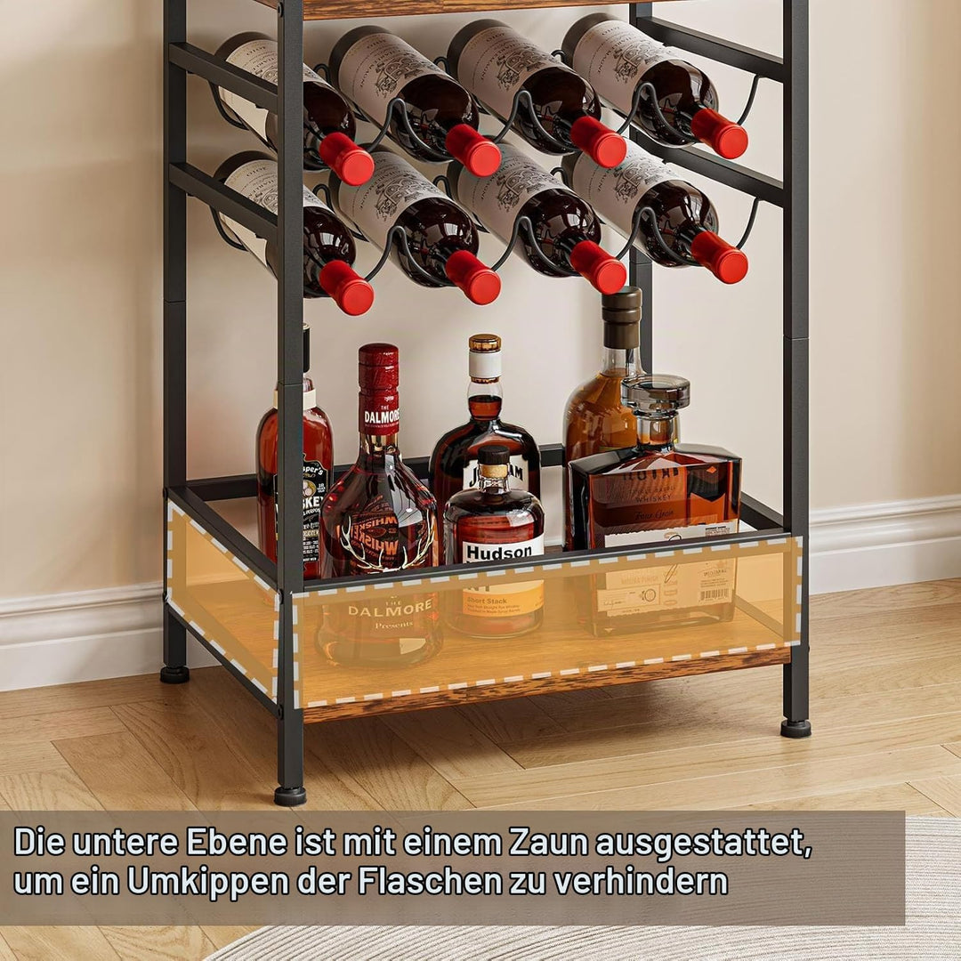 Dripex 4 Etagen Weinregal, klein Flaschenregal für 8 Flaschen, freistehend Flaschenhalter mit Tischp