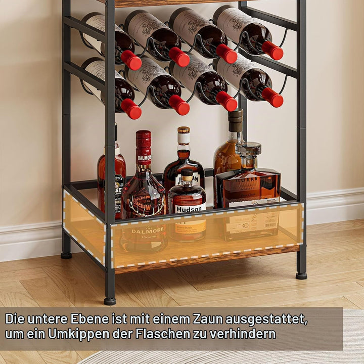 Dripex 4 Etagen Weinregal, klein Flaschenregal für 8 Flaschen, freistehend Flaschenhalter mit Tischp