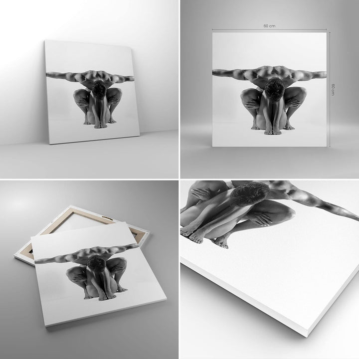 Bilder auf Leinwand Modell Körper Muskeln Tätowierung Leinwandbild 60x60cm Wandbilder Dekoration Woh