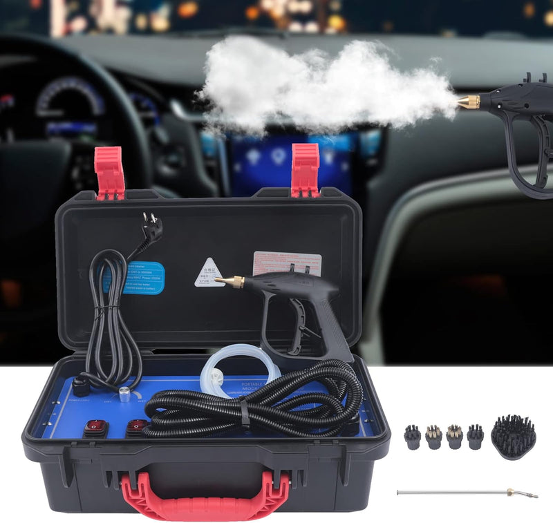 Dampfreiniger, 3KW Handgerät Hochdruck Dampfreiniger mit 10 Zubehörteilen, 6 Geschwindigkeiten einst