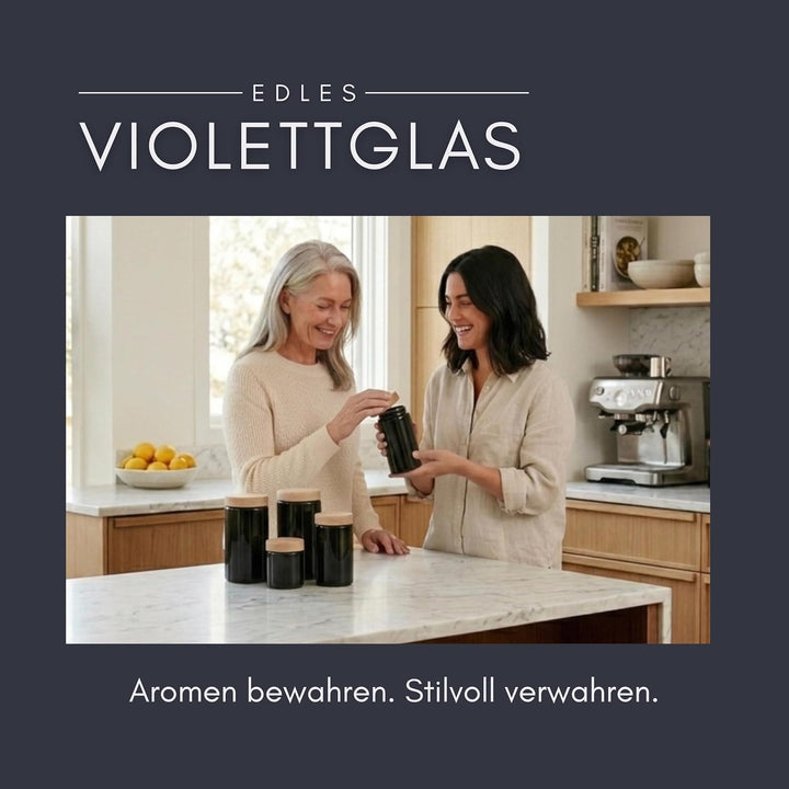 ANCEVIA edles Violettglas Vorratsglas 1000ml – 3er Set luftdichte Vorratsdose mit Deckel | Miron Auf