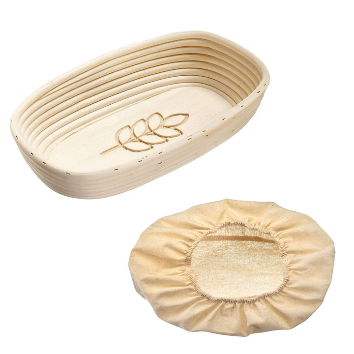 Westmark Gärkörbchen-Set, 2tlg., Gärkörbchen oval + Bezug, Mit Ähre, Peddigrohr/Baumwolle, Hellbeige