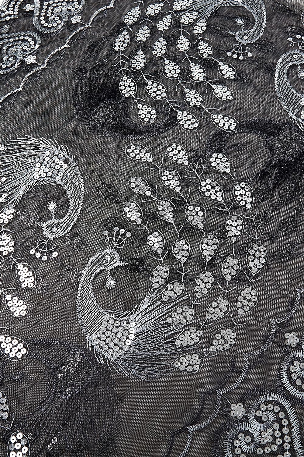 BABEYOND Damen Pashmina-Schal Einheitsgrösse Schwarz/Silberfarben, Einheitsgrösse Schwarz/Silberfarb