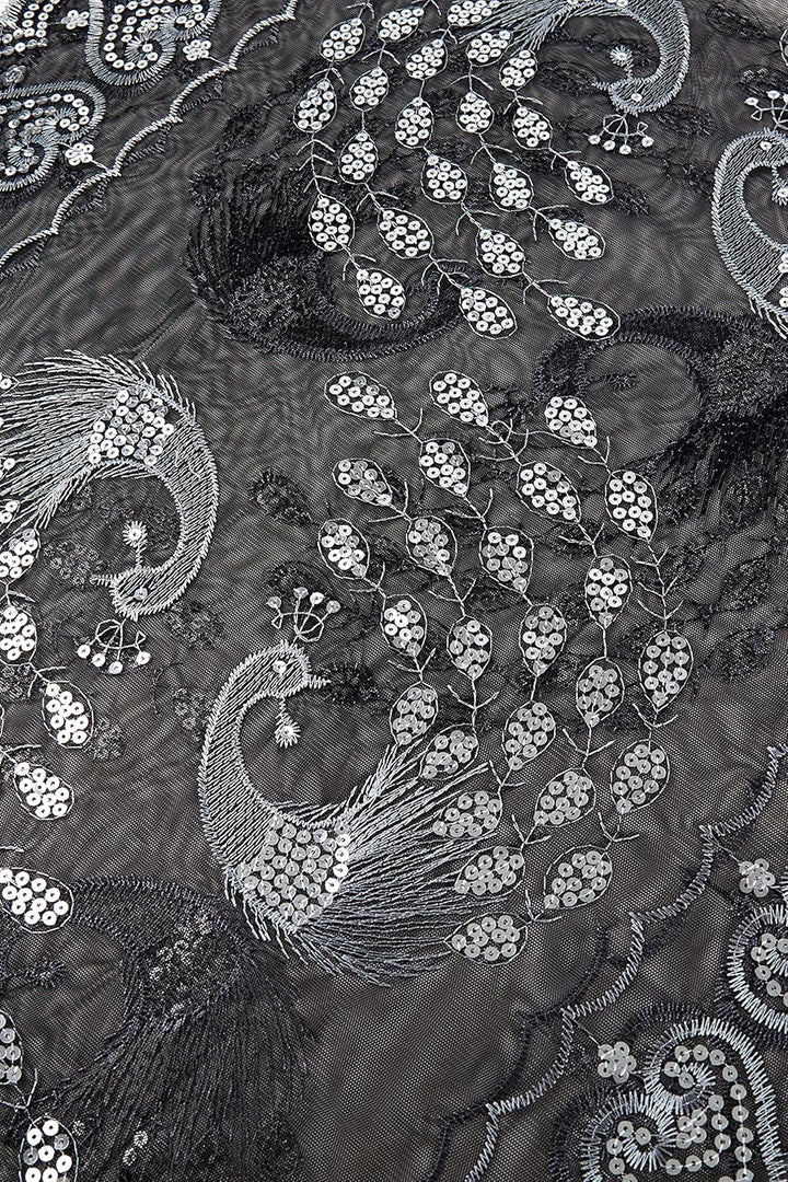 BABEYOND Damen Pashmina-Schal Einheitsgrösse Schwarz/Silberfarben, Einheitsgrösse Schwarz/Silberfarb