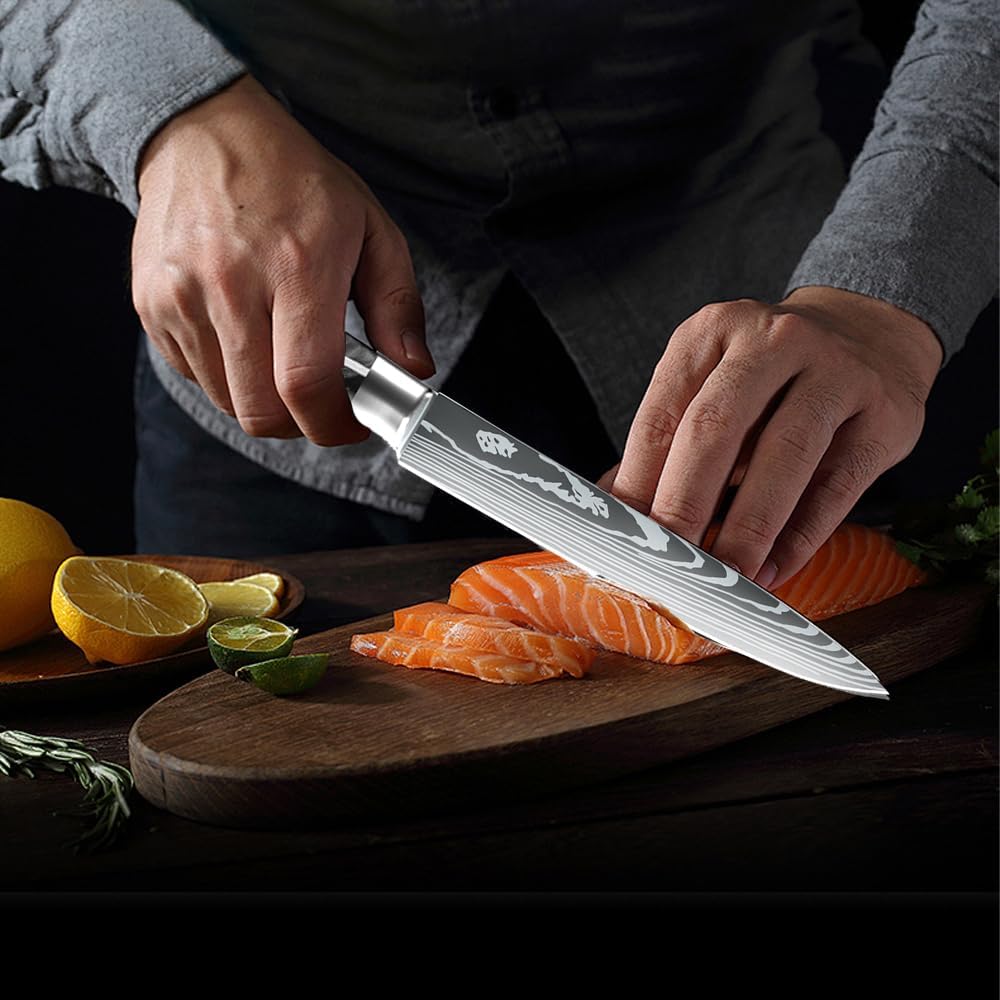 MDHAND 13cm Kochmesser Universalmesser Küchenmesser Scharfe aus Deutschem Edelstahl, Ergonomischer K