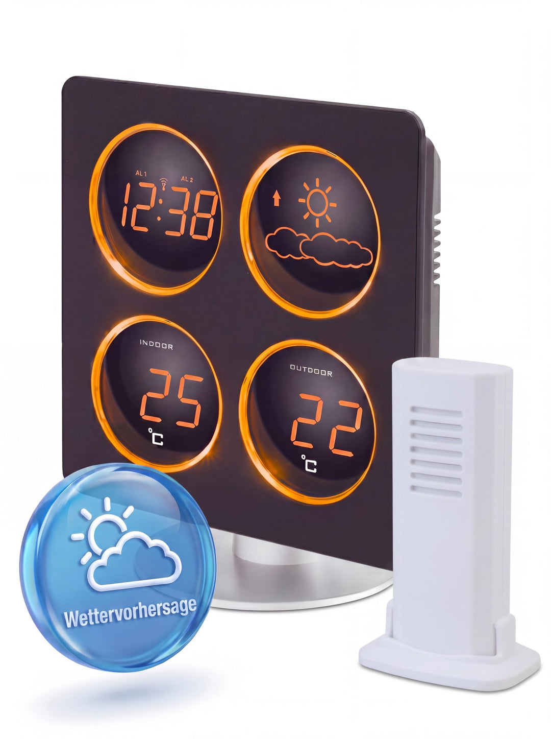 Technoline WS 6830 Wetterstation mit Wetterdendenz, Temperaturanzeigen, 2 Weckalarmen und Schlummerf